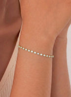 14k Gold Diamond Tennis Bracelet, Bezel Set Layering Bracelet