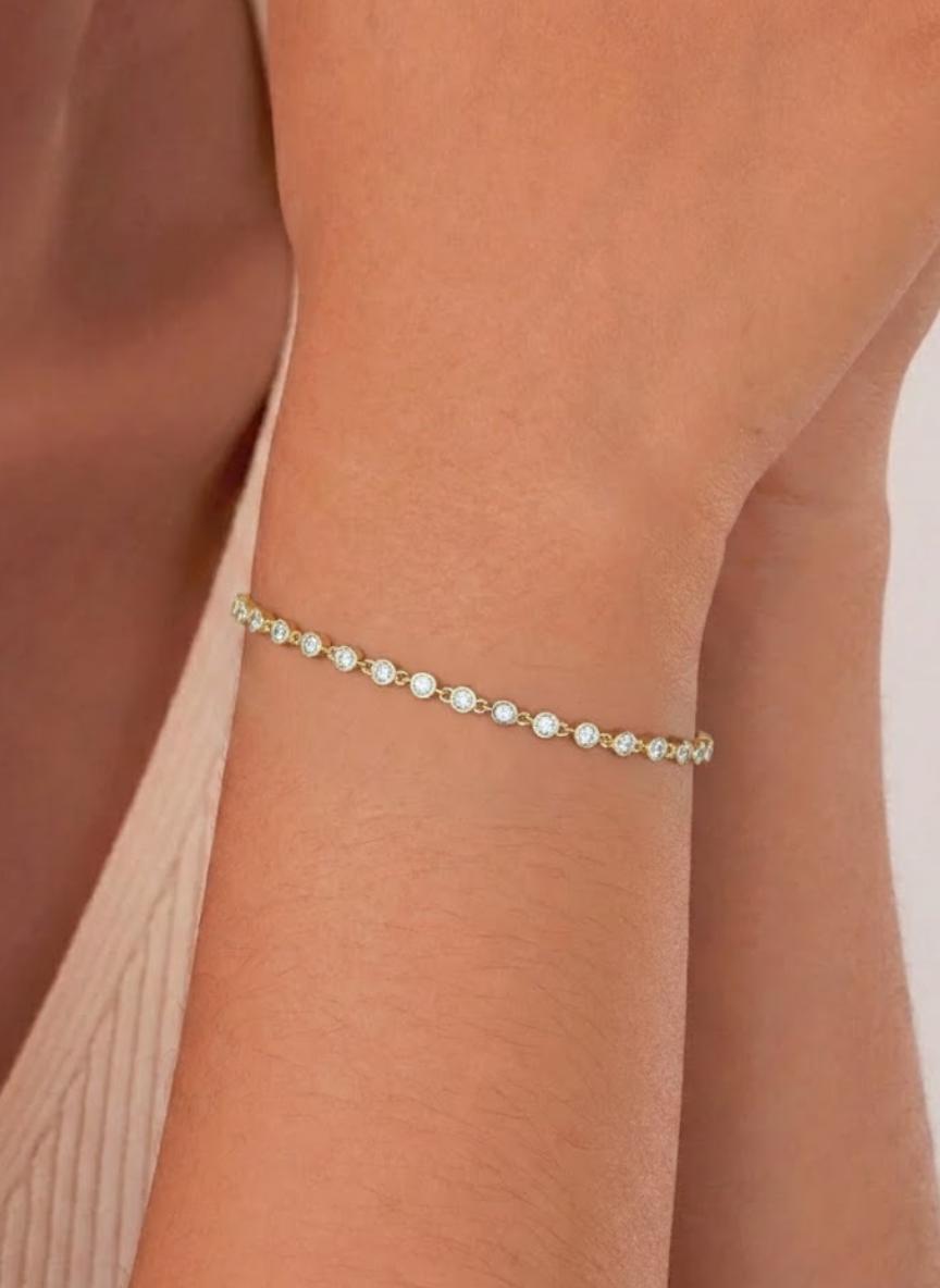 14K Gold Bezel Set Diamond Tennis Bracelet