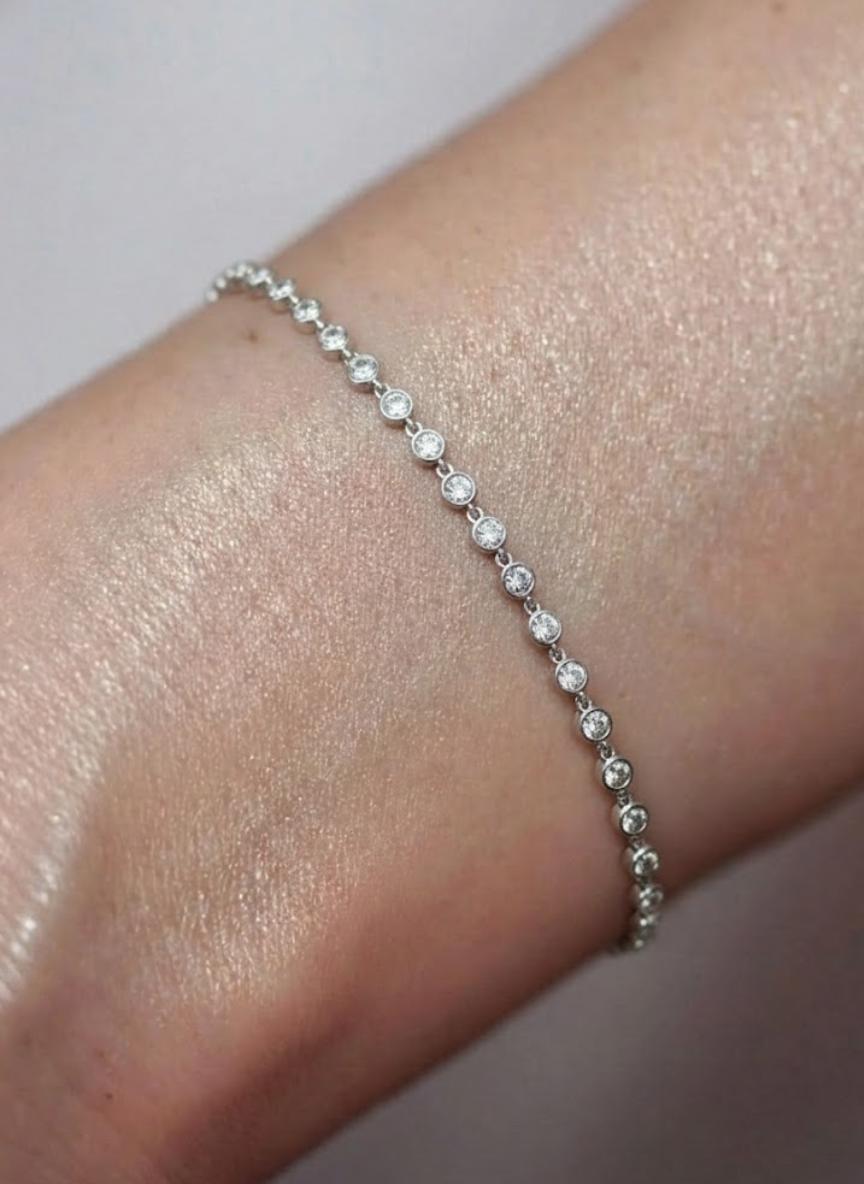 14K Gold Bezel Set Diamond Tennis Bracelet