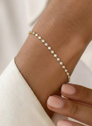 14K Gold Bezel Set Diamond Tennis Bracelet