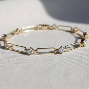 Paperclip Lab Diamond Station Bracelet, Gold Chain Bracelet