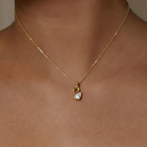 Pear Cut Lab Grown Diamond Swan Solitaire Pendant