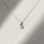 Lab Diamond Solitaire Engagement Pendant/ Pear Cut Lab Grown Diamond Bridesmaid Pendant/ 14K Gold Swan Diamond Pendant Gift For Her