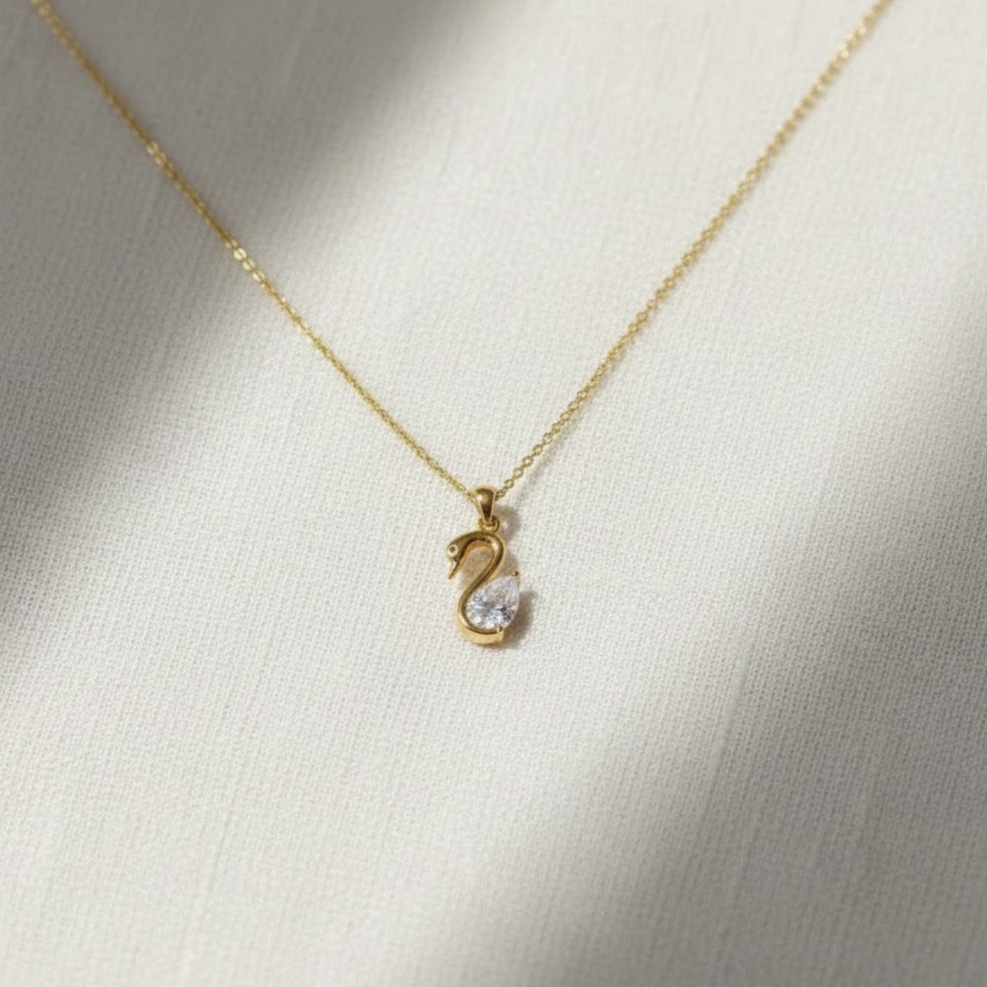 Pear Cut Lab Grown Diamond Swan Solitaire Pendant