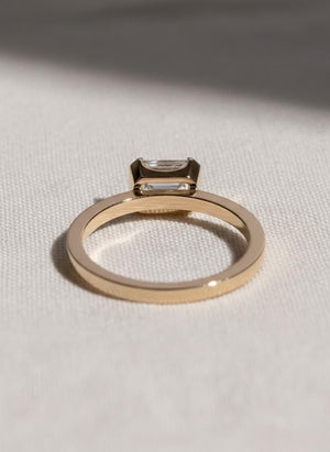 Emerald Cut Lab Diamond Engagement Ring, 14K Gold