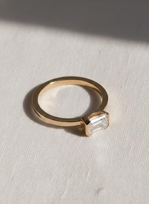 Emerald Cut Lab Diamond Engagement Ring, 14K Gold