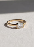 2 Carat Emerald Cut Lab Grown Diamond Engagement Ring | 14K Gold Half Bezel | IGI Certified
