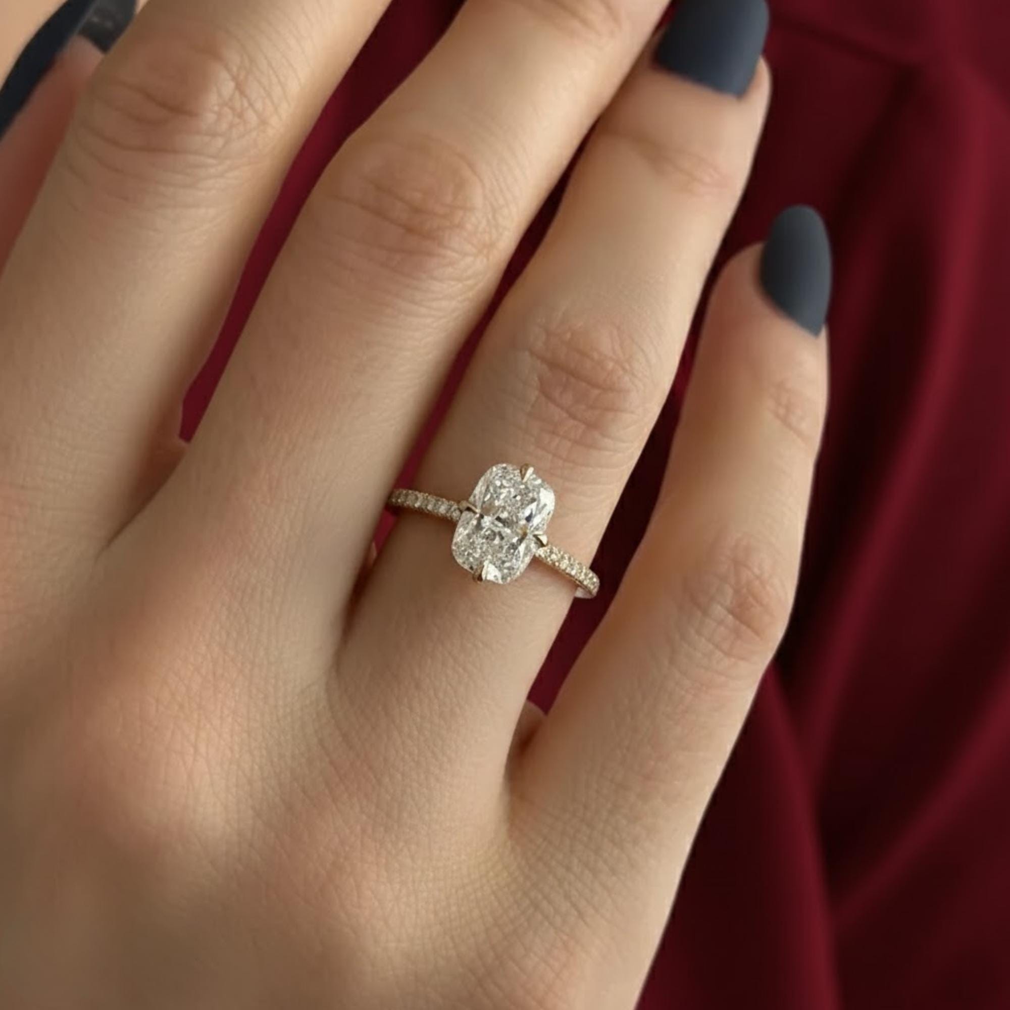 Elongated Cushion Lab Diamond Engagement Ring