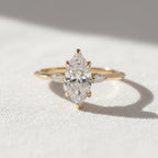 Marquise 3 Stone Engagement Ring Marquise Diamond Ring Real Lab Diamond Trilogy Ring White Rose Yellow Gold Ring Solid 10K 14K 18K Gold Ring