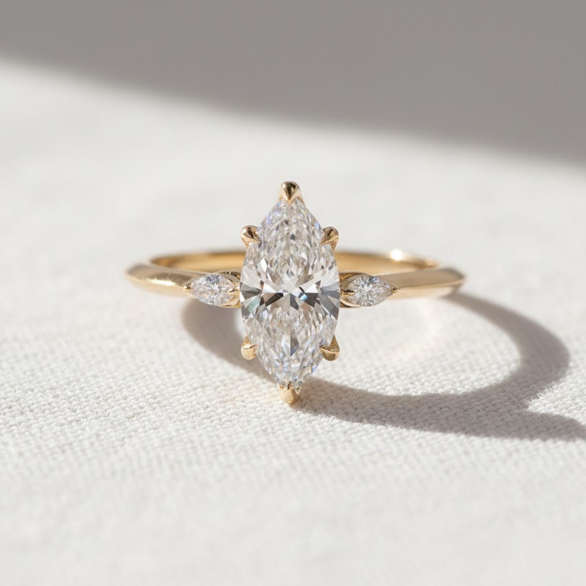 Marquise 3 Stone Lab Diamond Trilogy Ring
