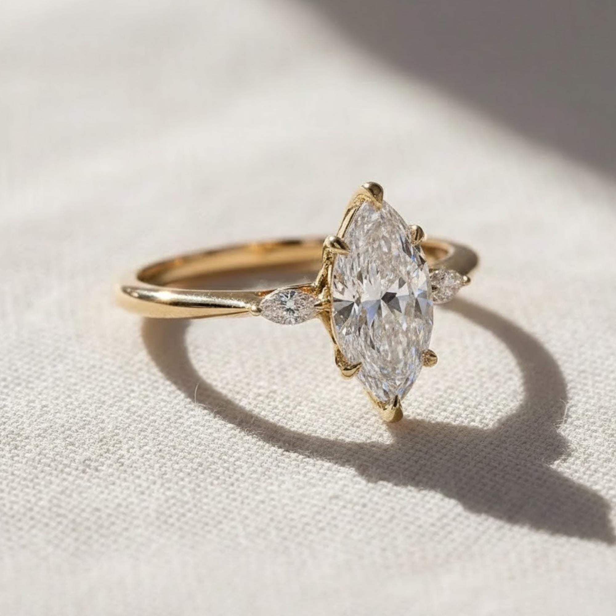 Marquise 3 Stone Lab Diamond Trilogy Ring