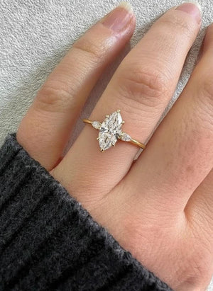 Marquise 3 Stone Lab Diamond Trilogy Ring