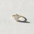 2 Carat Marquise Lab Created Diamond Bezel Set Ring / Split Shank Engagement Ring / 14k Gold Cathedral Solitaire Ring / F VS1 IGI Certified