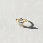 2 Carat Marquise Lab Created Diamond Bezel Set Ring / Split Shank Engagement Ring / 14k Gold Cathedral Solitaire Ring / F VS1 IGI Certified