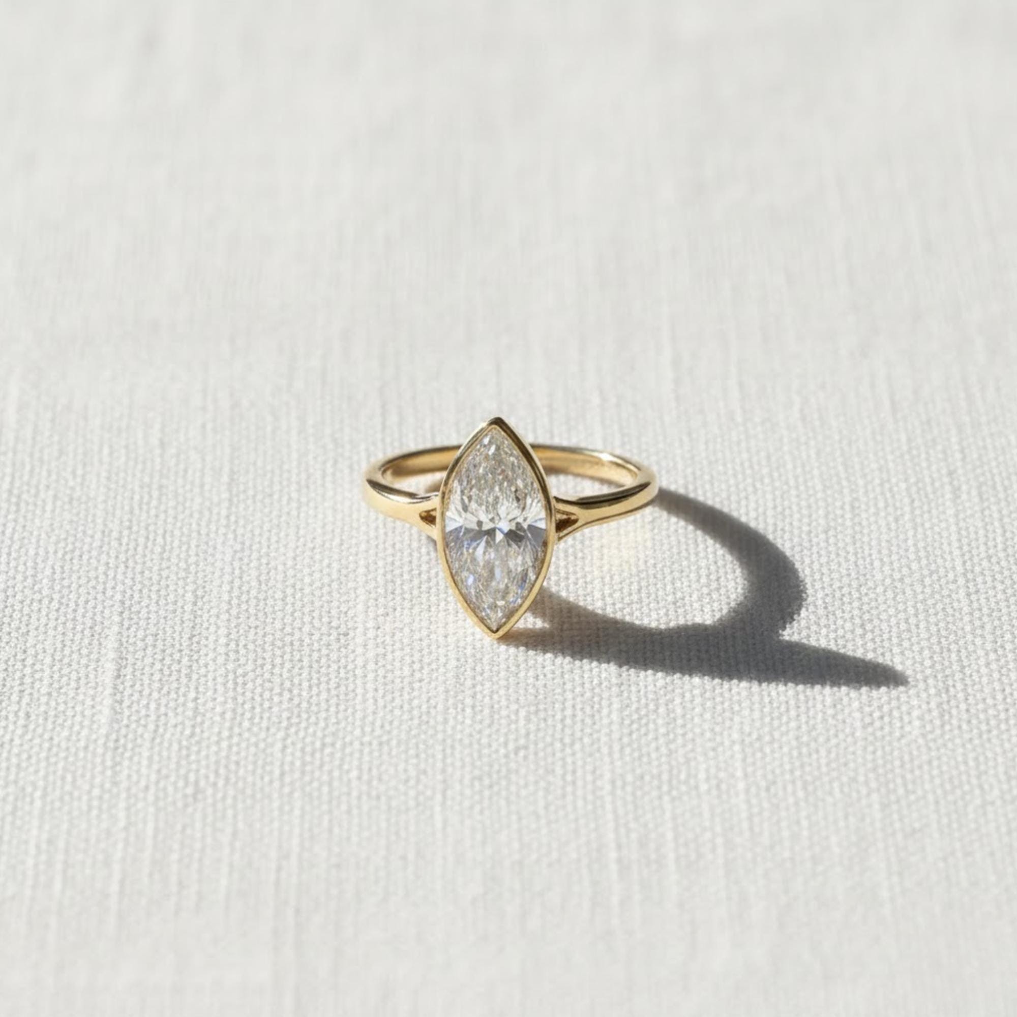 Marquise Lab Diamond Split Shank Ring, IGI Certified