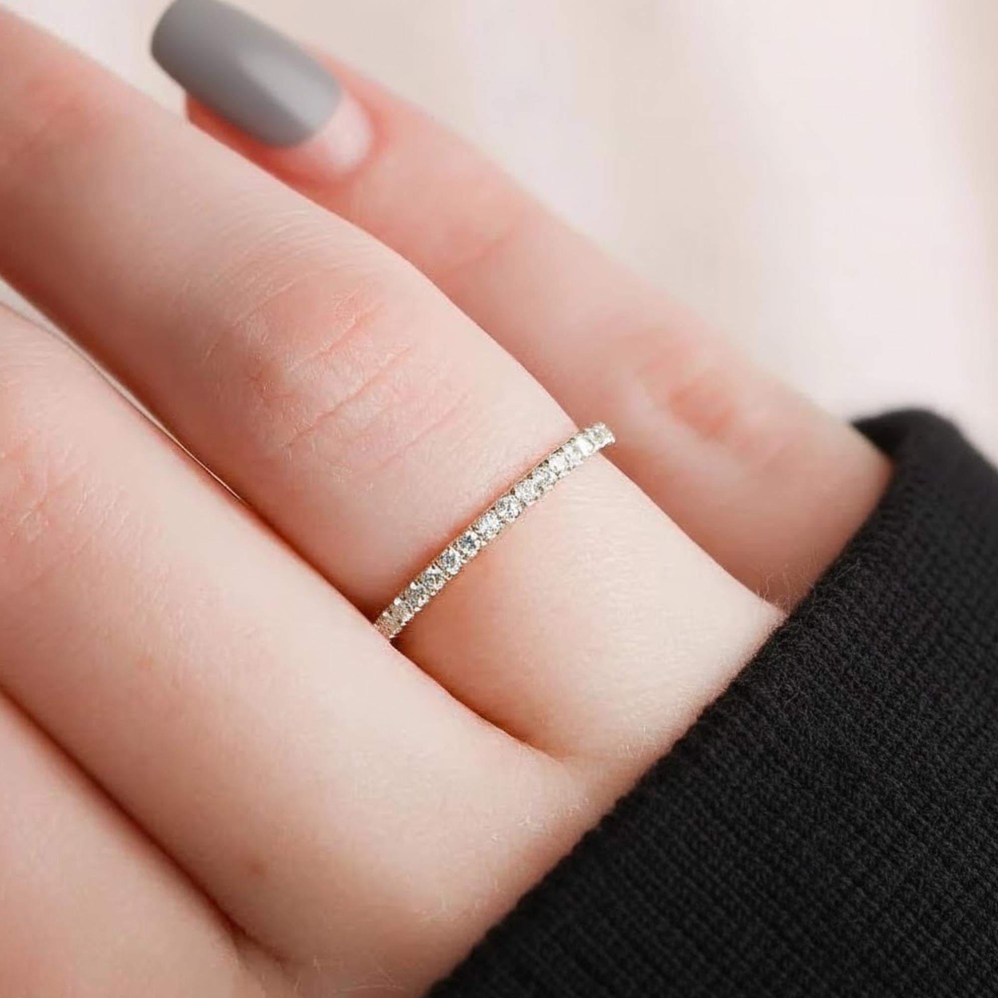 14K Gold Micro Pave Diamond Eternity Wedding Band
