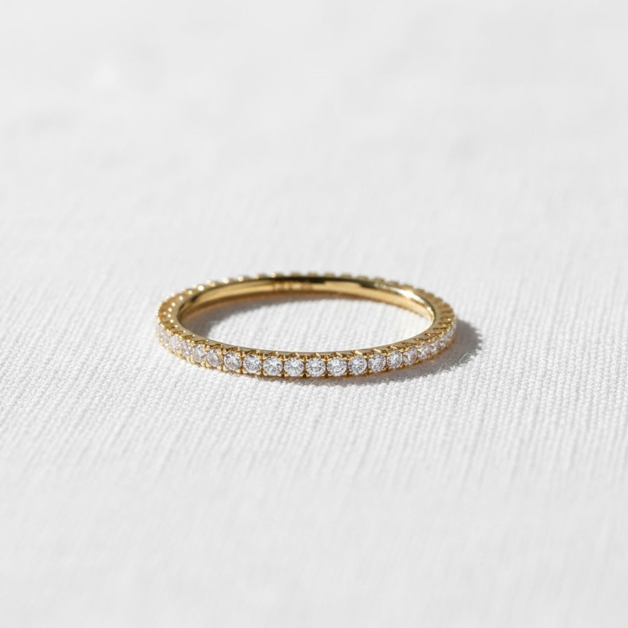 Thin Silver Diamond Eternity Wedding Ring