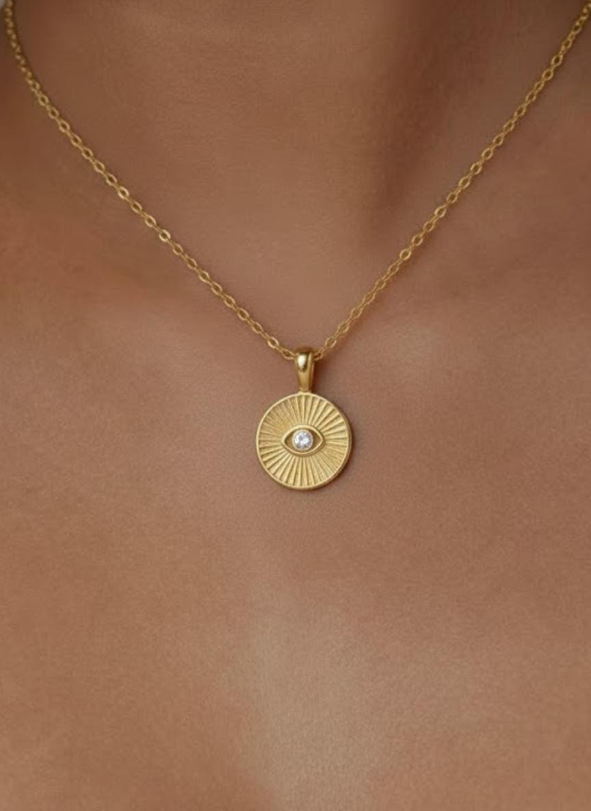 14K Gold Evil Eye Diamond Necklace