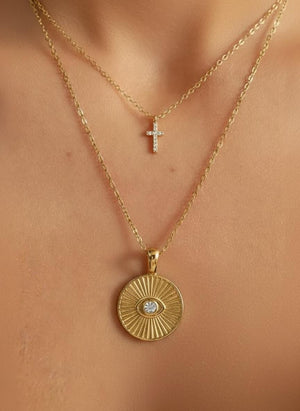 14K Gold Evil Eye Diamond Necklace