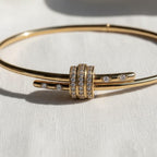 Solid Gold Bangle Bracelet for Women, Round Cut Diamond Bracelet Bangle, Gold Latch Bracelet, Diamond Bangle Bracelet, Gift For Her, 7 inch