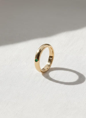 14K Gold Natural Emerald Gemstone Stacking Ring