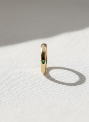 Natural Emerald Engagement Ring, Silver Stacking Ring