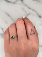 Emerald Diamond Ring / Emerald Cuff Ring / 14k Gold Genuine Emerald Ring / Pear Shape Diamond Ring / Open Design Ring