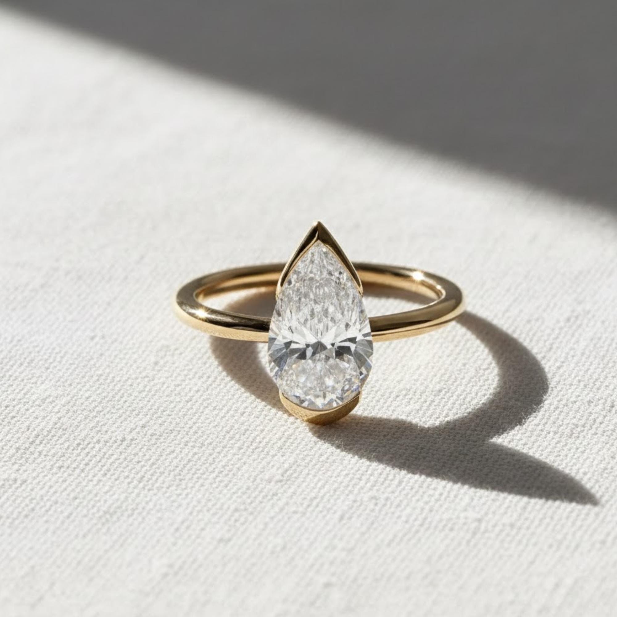 Pear Cut Lab Grown Diamond Engagement Ring