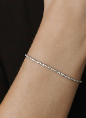 Round Cut Lab Grown Diamond Silver Tennis Bracelet Wedding Gift