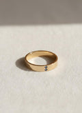 Round Cut Blue Topaz Diamond Wedding Band / Flush Set Two Stone Diamond Band / Conflict Free Diamond Anniversary Band / 14K Solid Gold Band