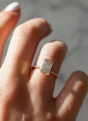 Radiant Cut Lab Diamond Engagement Ring, 14K Gold
