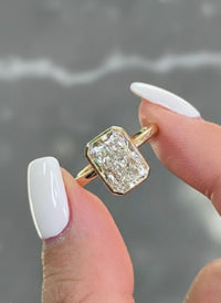 Radiant Cut Lab Diamond Engagement Ring, 14K Gold