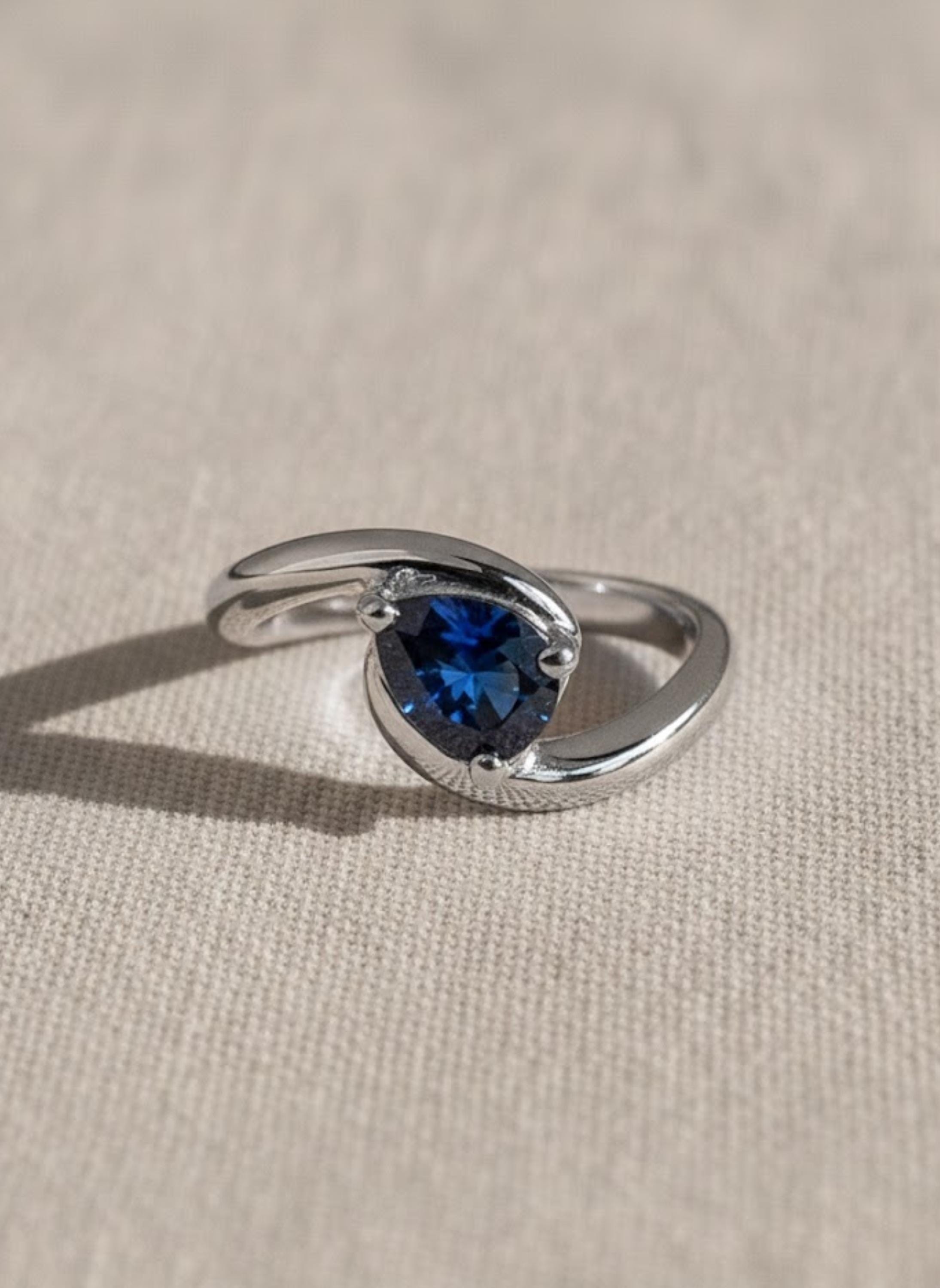 Emerald & Sapphire Bypass Ring in 14K Gold