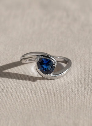 Emerald & Sapphire Bypass Ring in 14K Gold