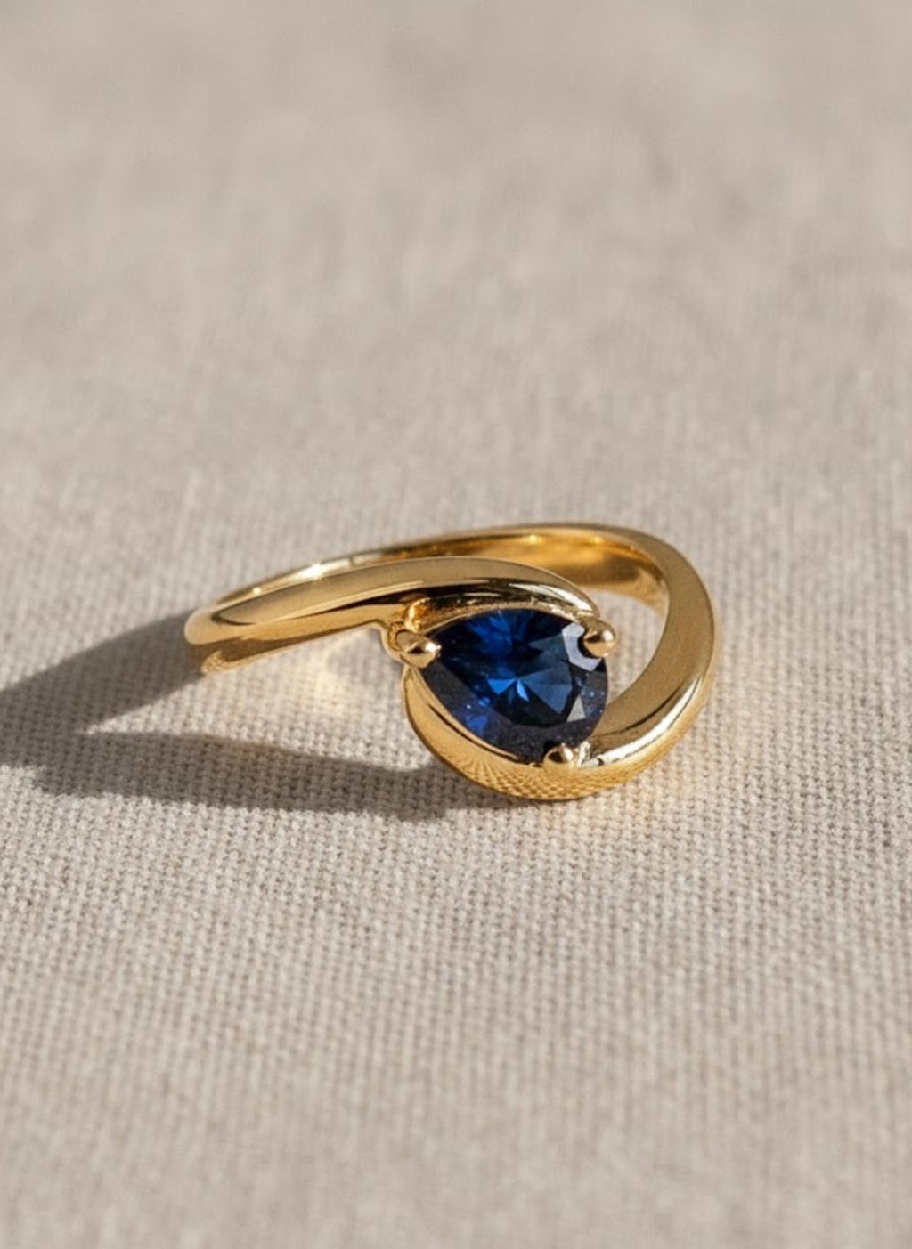 Emerald and Sapphire Bypass Ring in 14K Solid Gold Green Gemstone Ring