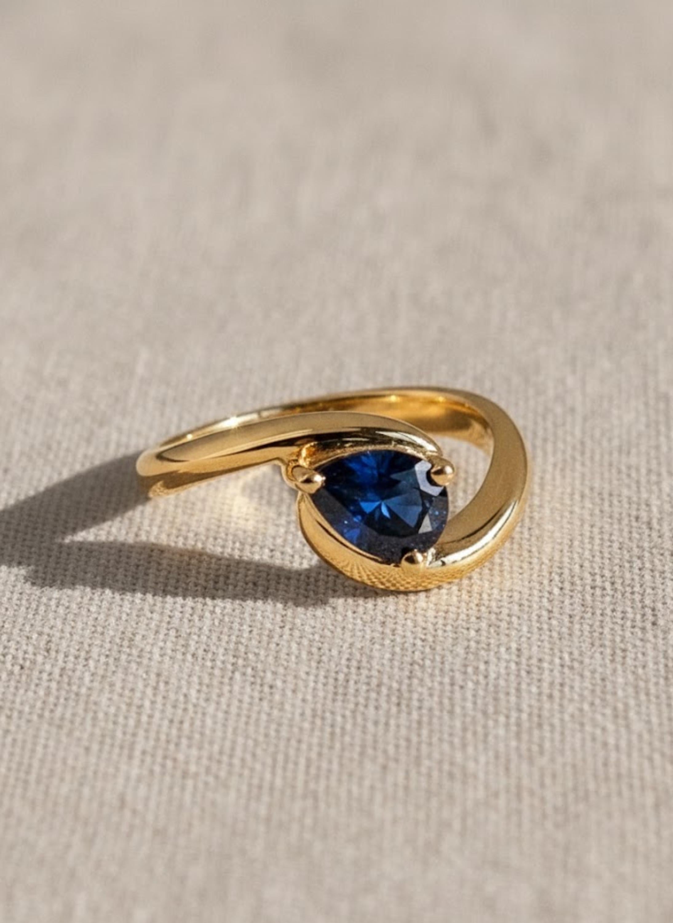 Emerald & Sapphire Bypass Ring in 14K Gold