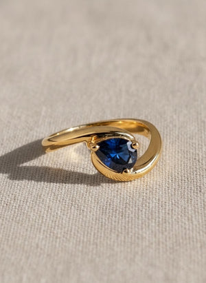 Emerald & Sapphire Bypass Ring in 14K Gold