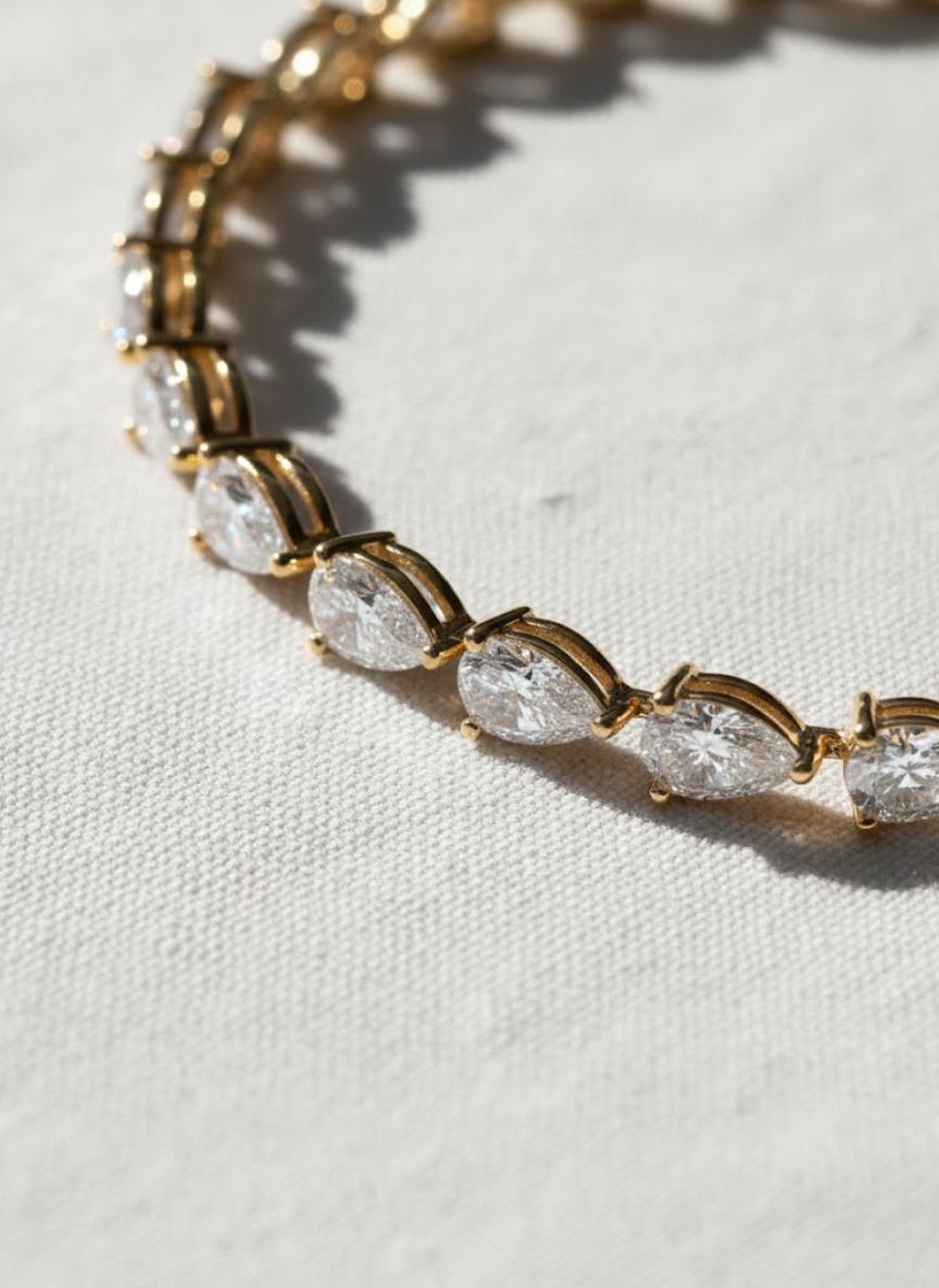 Pear Cut Lab Grown Diamond Tennis Bracelet