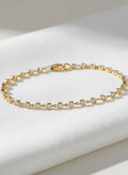 14k Gold Diamond Tennis Bracelet, Bezel Set Layering Bracelet