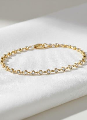 14K Gold Bezel Set Diamond Tennis Bracelet