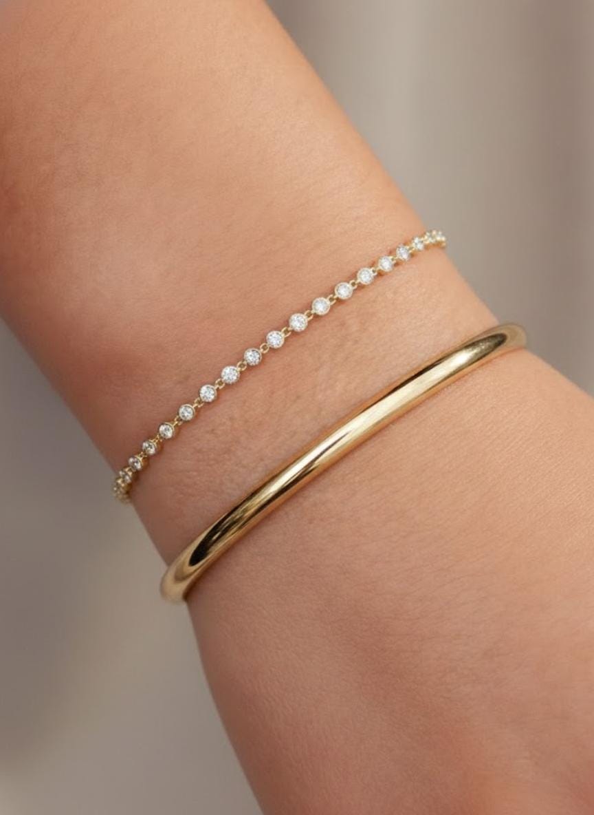 14K Gold Bezel Set Diamond Tennis Bracelet