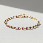 Ruby Bracelet / 14k Gold Bezel Setting Ruby Tennis Bracelet/ Multi-stone Ruby Layering Bracelet / July Birthstone Gift, Gift for Her