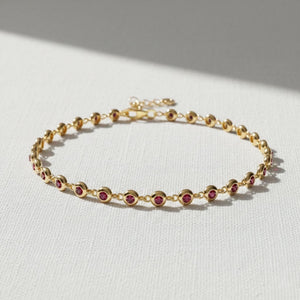 14K Gold Ruby Tennis Bracelet Multi Stone July Birthstone Gift