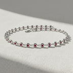 Ruby Bracelet / 14k Gold Bezel Setting Ruby Tennis Bracelet/ Multi-stone Ruby Layering Bracelet / July Birthstone Gift, Gift for Her