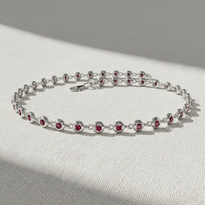 14K Gold Ruby Tennis Bracelet Multi Stone July Birthstone Gift
