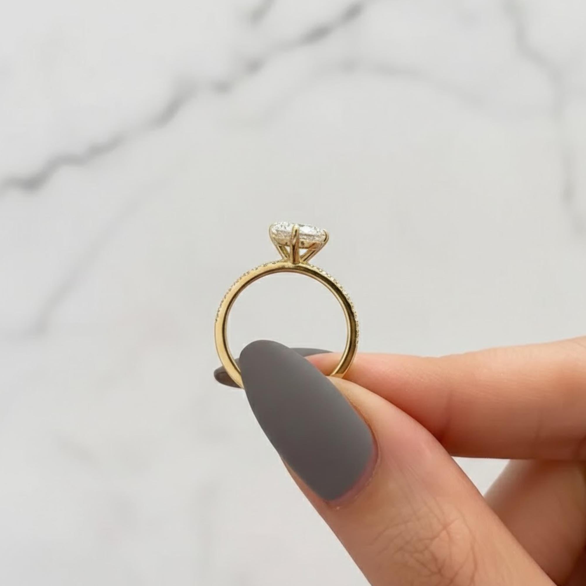 Elongated Cushion Lab Diamond Engagement Ring