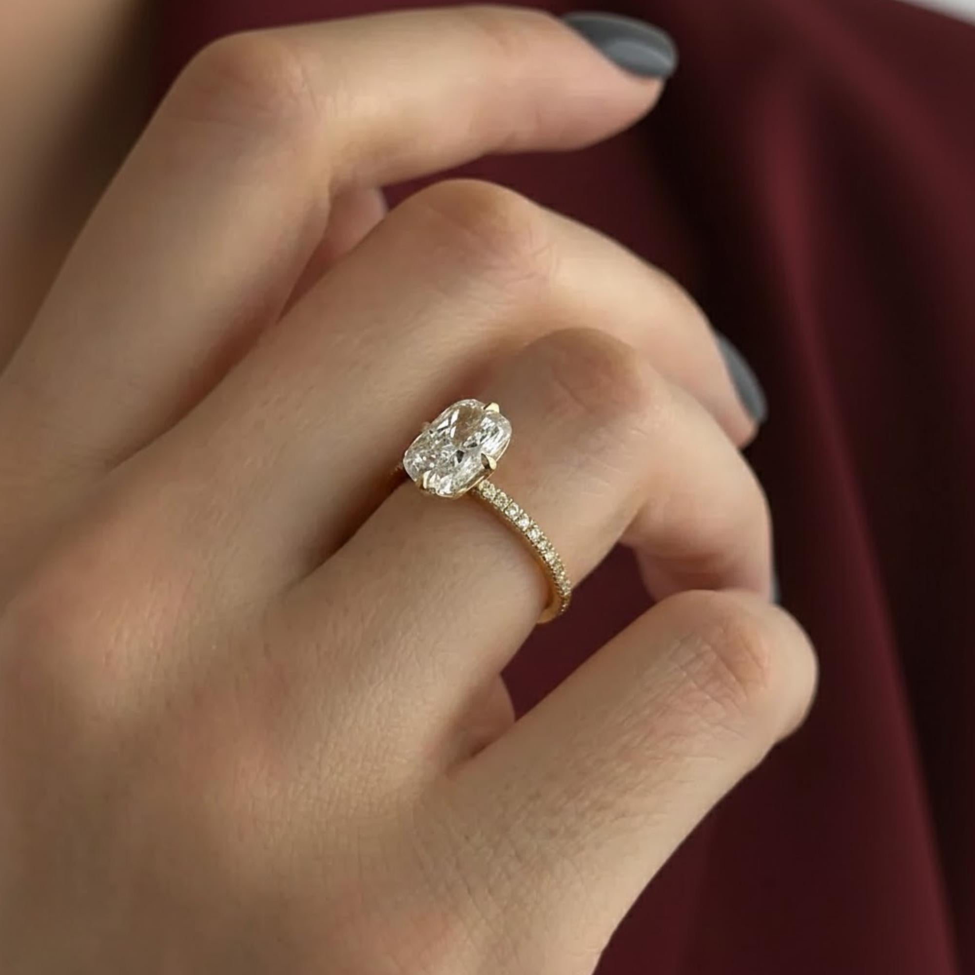 Elongated Cushion Lab Diamond Engagement Ring
