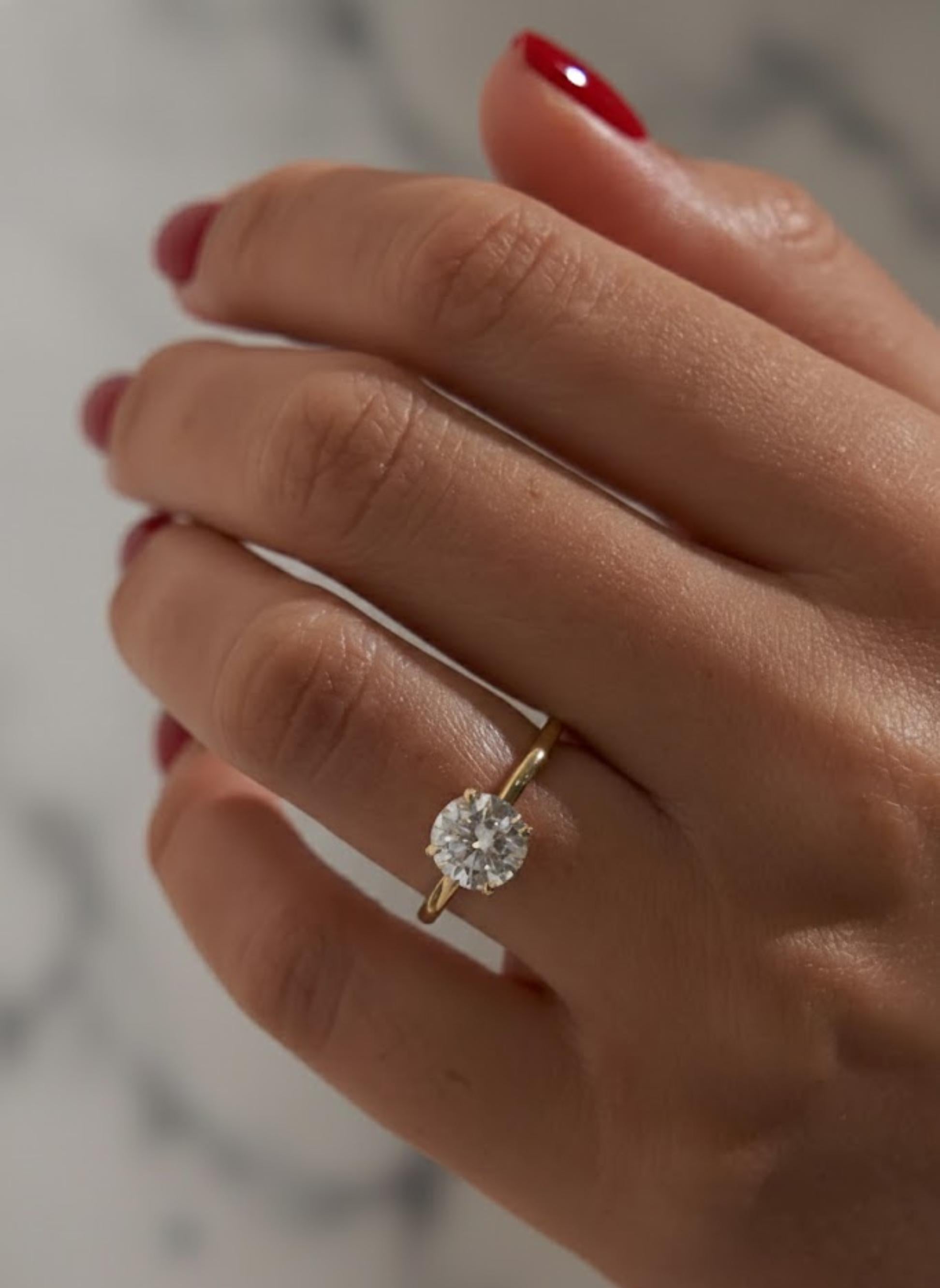 Round Brilliant Lab Diamond Ring, 14K Gold