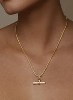 14k Solid Gold Moissanite Encrusted T-Bar Pendant / Silver T-Bar Necklace with Moissanite Diamond / Moissanite T-Bar Pendant for Women