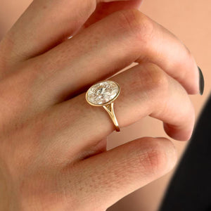 Oval Lab Diamond Bezel Solitaire Ring